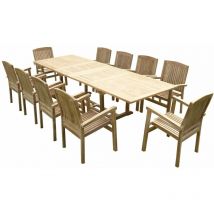 Ensemble de jardin en teck premium kirang 10 fauteuils audia