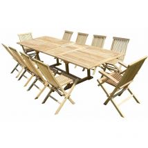 Ensemble de jardin en teck premium kirang 8 chaises 2 fauteuils jenae