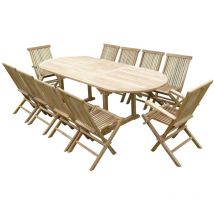 Ensemble de jardin en teck premium milana 8 chaises 2 fauteuils jenae