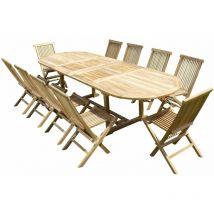 Ensemble de jardin en teck premium nayan 10 chaises jenae