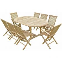 Ensemble de jardin en teck premium sawah 6 chaises 2 fauteuils jenae