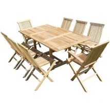 Ensemble salon de jardin en teck premium sunang 6 chaises 2 fauteuils jenae