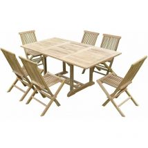 Ensemble salon de jardin en teck premium SUNANG 6 chaises JENAE