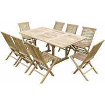 Ensemble salon de jardin en teck premium sunang 8 chaises jenae