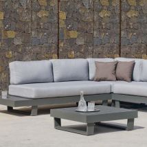 Salon de jardin en aluminium canapé d'angle Anastacia Anthracite