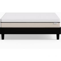 Ensemble sommier à lattes 180x200 cm en tissu noir + Matelas Hybride à ressorts ensachés et mémoire de forme - Spring Elite