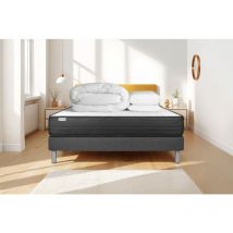Vitalit - Ensemble matelas sommier vitalpower 140 x 190 2 oreillers et 1 couette - Couleur : Gris