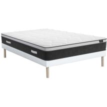 Ensemble 140 x 190 cm sommier + matelas hybride ressorts ensachés et mémoire de forme ép.25cm - astria de ysmée