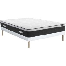 Ensemble 160 x 200 cm sommier + matelas hybride ressorts ensachés et mémoire de forme ép.25cm - astria de ysmée