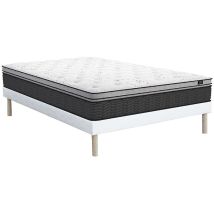 Ensemble 140 x 190 cm sommier + matelas hybride ressorts ensachés et surmatelas intégré ép.30cm - gamiani de ysmée