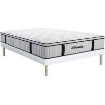 Ensemble 140 x 190 cm sommier + matelas ressorts ensachés surmatelas intégré ép.28cm - american dream de ysmée