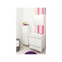 Ensemble sous vasque 1 tiroir 2 portes 80 cm Blanc + Miroir + Colonne - bomba - l 81.5 x l 46.5 x h 83