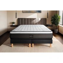 Prestige Literie - Ensemble matelas sommier Suite 200 x 200 cm - Couleur : Noir