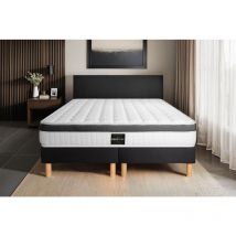 Prestige Literie - Ensemble matelas sommier Supérieur 200 x 200 cm - Couleur : Noir