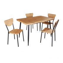 Ensemble table + 4 chaises bois et métal