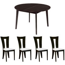 Vente-unique - Ensemble table + 4 chaises tiffany - Hêtre massif - Wengé