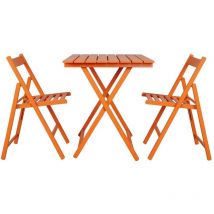 Italiadoc - Ensemble table 60 x 80 cm et 2 chaises pliantes en bois