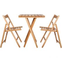 Italiadoc - Ensemble table 60 x 80 cm et 2 chaises pliantes en bois