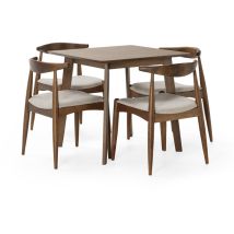 Vs Venta-stock - Ensemble table 80x80 cm et 4 chaises de salle à manger Corzo Noyer