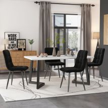 Okwish - Ensemble table à manger avec 4 chaises, table à manger rectangulaire, ensemble de table de cuisine moderne, chaise de salle à manger, chaise