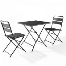 Oviala - Ensemble table de jardin pliante et 2 chaises acier gris - Palavas