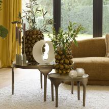 Ensemble table d'appoint Lapaz métal bronze 85x85x45cm