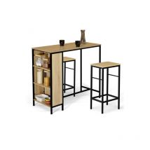 Ensemble table de bar DETROIT et 2 tabourets design industriel