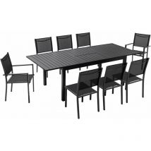 Oviala - Ensemble table de jardin en aluminium avec 8 chaises