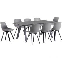 Oviala - Ensemble table de jardin rectangulaire grise et 8 chaises grises