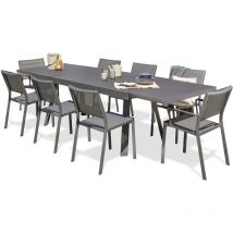 Dcb Garden - stockholm - Ensemble repas de jardin 8 places en aluminium gris anthracite