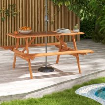 Ensemble Table de Pique Nique avec 2 Bancs Intégrés Ensemble de Jardin en Bois Table Charge 70KG pour Jardin Piscine 150 x 139 x 75 cm Naturel Maison