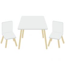 Arditex - Ensemble Table En Bois (50X50X44CM) + 2 Chaises (26,5X26,5X50CM)
