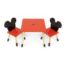 Arditex - Ensemble Table En Bois - mickey (50X50X44CM) + 2 Chaises (26,5X26,5X50CM)