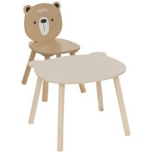 Atmosphera Createur D'interieur For Kids - Ensemble Table enfant avec chaise enfant Ourson Marron Atmosphera For Kids