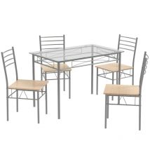 Ensemble table et 4 chaises table à manger avec 4 chaises cadre en métal table cuisine en verre pour cuisine restaurant salon