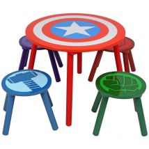Marvel - Ensemble table et 4 tabourets - Logo Captain America Avengers