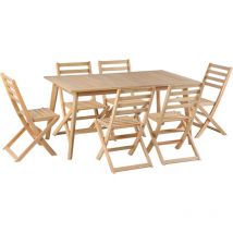 Ensemble table et 6 chaises MOLA extensible 160/220cm en bois d'acacia