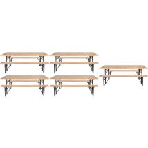 Jardindeco - Ensemble table et banc de jardin Brasseur Lot de 5