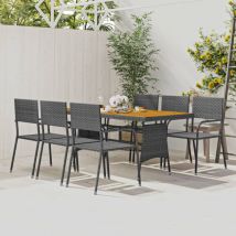 Bonnevie - Ensemble Table et Chaise de Jardin 7 pcs - Mobilier à dîner d'extérieur Résine tressée Gris BV661222