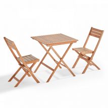 Oviala - Table et 2 chaises pliante en bois d'eucalyptus