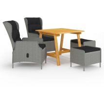 Ensemble Table Et Chaise De Jardin Salon De Jardin 5 Pcs Gris Clair 58933