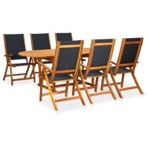 Ensemble Table Et Chaise De Jardin 7 Pcs - Mobilier À Dîner D'Extérieur En Bois D'Acacia Solide Bv216468 - Bonnevie