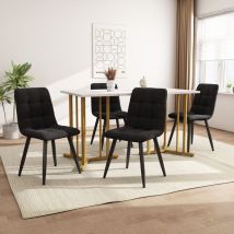 Hauss Spole - Ensemble table et chaises, 1 table à manger + 4 chaises, plateau en mdf blanc, chaises en velours noir - b