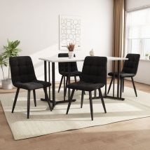 Hauss Spole - Ensemble table et chaises, 1 table à manger + 4 chaises, plateau en mdf blanc, chaises en velours noir - c