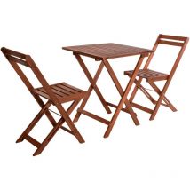 VDC - Ensemble table et chaises en acacia. pliable. couleur : naturel chaises : 40x40x80cm table : 60x60x72cm