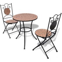 Maison Chic - Ensemble Table et Chaises de jardin 3 pcs Mobilier de bistro Carreaux céramiques Terre cuite 53560