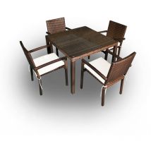 Ensemble table et chaises de jardin 4 personnes Capri Marron