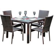 Ensemble table et chaises de jardin 4 personnes Rio Marron
