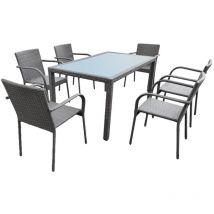 Ensemble table et chaises de jardin 6 personnes Rio Gris