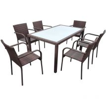 Ensemble table et chaises de jardin 6 personnes Rio Marron